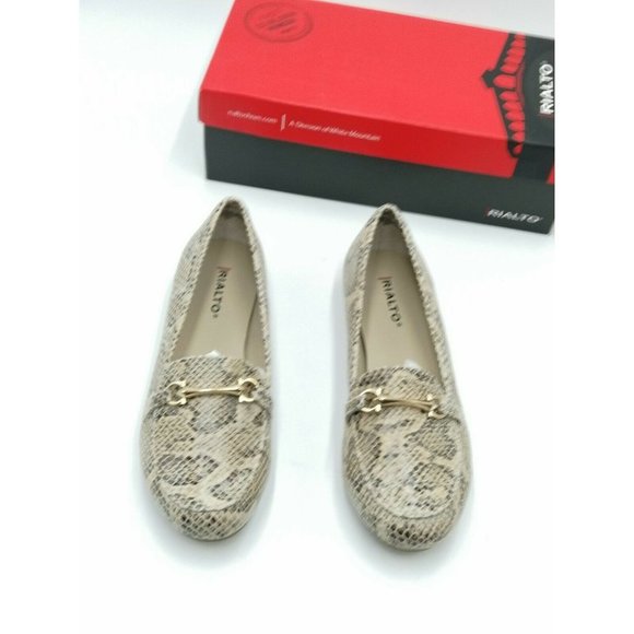 Rialto Guiding Loafer Flats Snakeskin Print Women's US 7W New - Picture 3 of 11